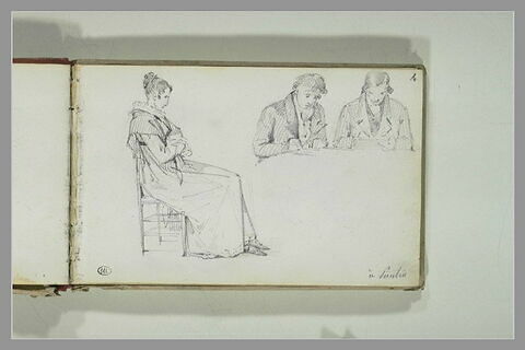 Etudes de femme assise, et deux hommes écrivant, image 2/2