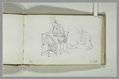 Etudes de figures assises dessinant, image 2/2