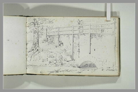 Femme lavant son linge au bord d'une rivière, à Provins, image 2/2