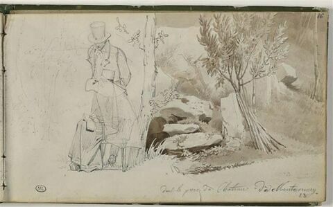 Homme debout près d'une femme peintre dans le parc du château de Montmorency, image 1/3