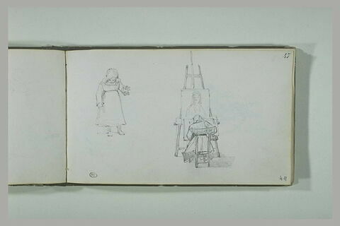 Petite fille debout ; peintre à son chevalet, image 2/2