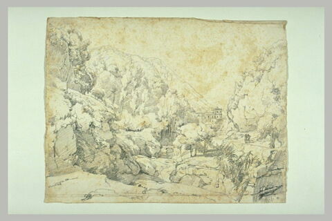 Paysage avec une maison dans un vallon parmi des arbres, image 1/1