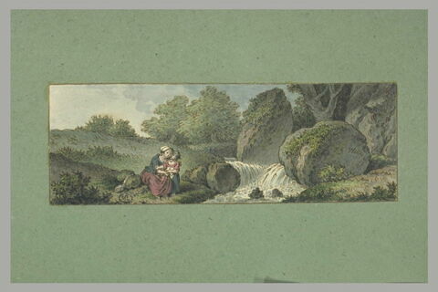 Femme et enfant près d'un ruisseau, image 1/1