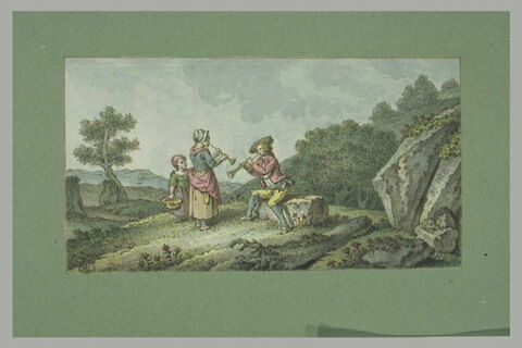 Jeune homme et fille jouant de la flûte, image 1/1