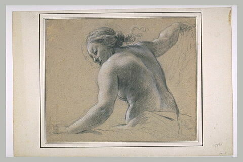 Femme nue, à mi-corps, de dos, tournée vers la gauche, image 1/1