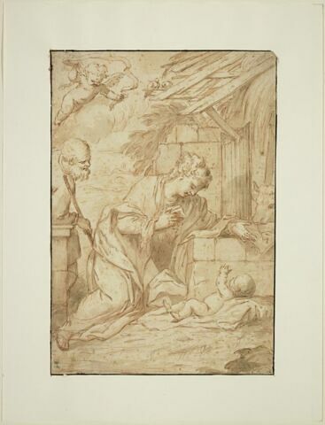 Saint Joseph et la Vierge contemplant l'Enfant, image 1/2