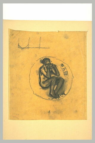 Figure nue, assise, portant une flûte de Pan à ses lèvres, image 1/1