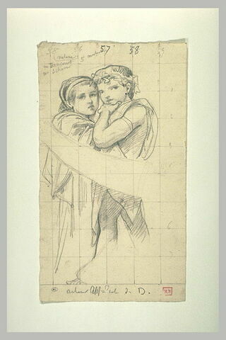 Jeune garçon et jeune fille, l'un contre l'autre, image 1/1