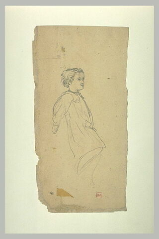 Jeune garçon en blouse, de trois quarts à droite, image 1/1