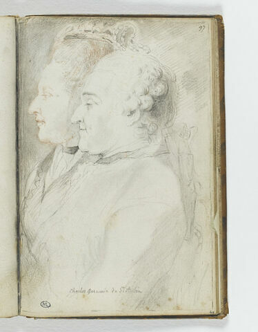 Portraits, de profil, de Charles-Germain de Saint-Aubin et de sa femme, image 1/2