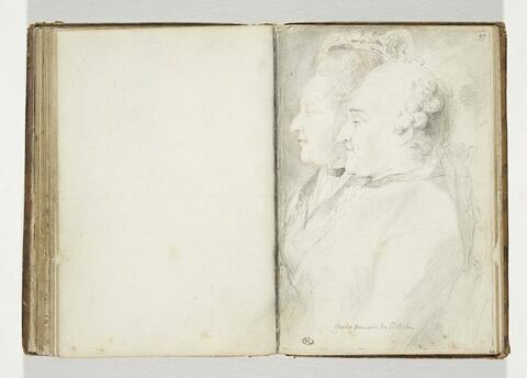 Portraits, de profil, de Charles-Germain de Saint-Aubin et de sa femme, image 2/2