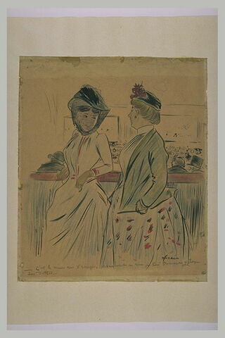 Deux femmes debout, dans un promenoir de music-hall, image 2/2