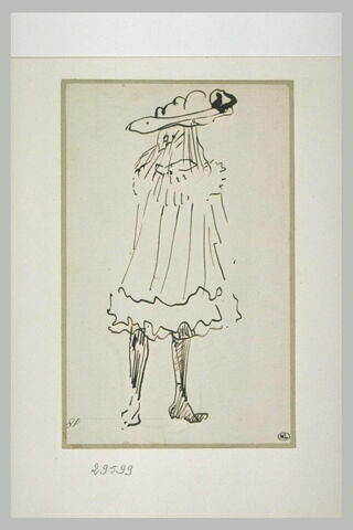 Petite fille vue de dos et coiffée d'un grand chapeau, image 2/2