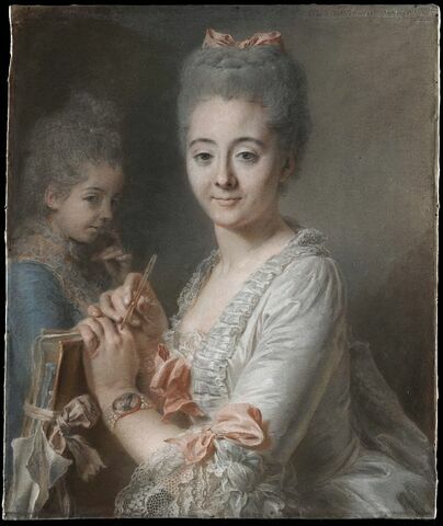 Portrait de Mme Théodore Lacroix, née Anne-Marie Allotte de Chancelay (1736 -1820) avec sa fille Suzanne-Félicité (1760- ), image 1/2