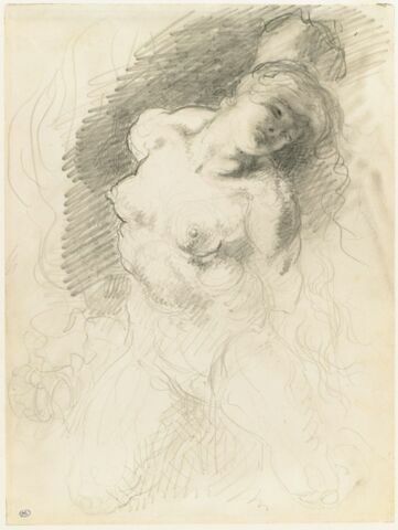 Femme nue, à genoux, les bras liés dans le dos, image 1/2