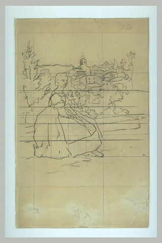Portrait de Thérèse des Hours, assise sur une terrasse, image 2/2