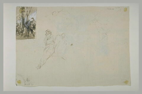 Homme nu dans un encadrement ; croquis de figures, image 1/1