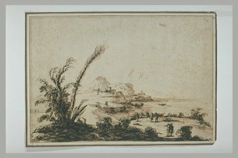 Paysage avec des figures sur le rivage et sur les barques, image 2/2