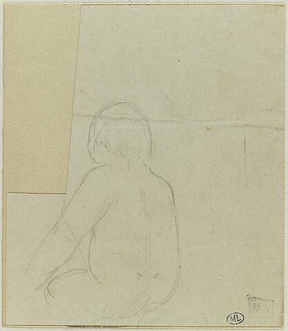Croquis d'enfant assis, vu de trois-quart et de dos, image 1/2
