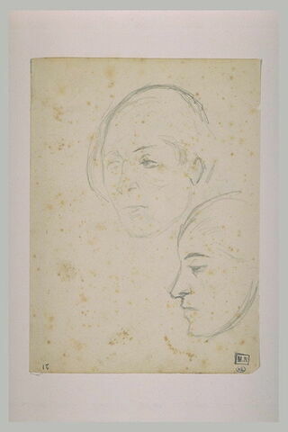 Deux têtes de femme, l'une de trois quarts à gauche, l'autre de profil, image 2/2