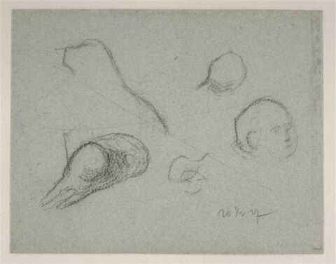 Têtes de personnage et de canard ; croquis divers, image 1/2
