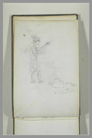 Caricature d'un homme debout, et croquis d'un homme à cheval, image 2/2
