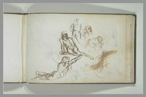 Feuille d'études de nus, et de personnages, image 2/2