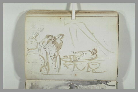 Femme drapée, soutenue par deux figures, face à un homme à demi allongé, image 2/2