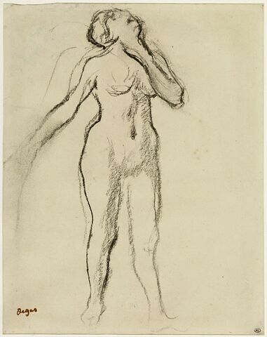 Femme nue, debout, tournée vers la droite