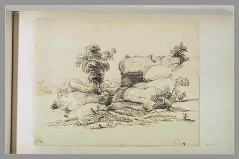 Rochers et arbres : 'Montmorillon 20 8bre 1840'