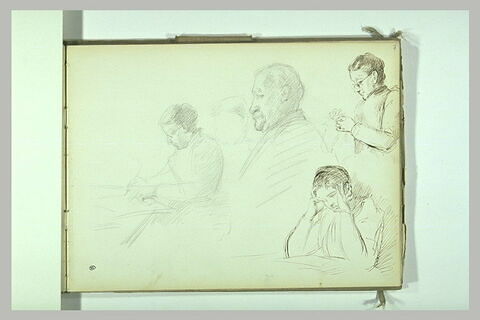 Etudes de figures lisant, écrivant, cousant, vues à mi-corps, image 2/2
