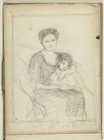 Portrait de femme assise, et de son enfant