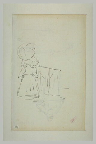 Femme de dos, tenant une ombrelle, sur une jetée, image 1/1