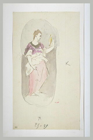 Figure féminine dans une niche ovale tenant un miroir, image 1/1