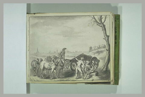 Paysage avec des figures et des chevaux à proximité d'une ville, image 2/2