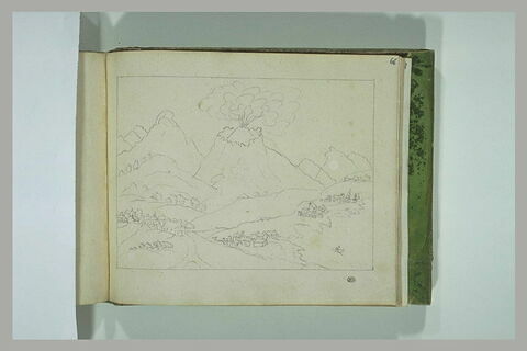 Paysage avec des petits villages menacés par une irruption volcanique, image 2/2