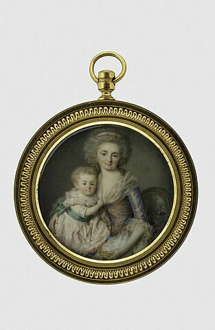 Portrait de Madame Riesener tenant sa fille Adèle sur ses genoux., image 1/1