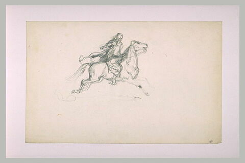 Cavalier arabe galopant vers la droite, image 2/2