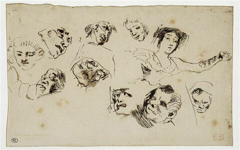Copie d'après des figures des "Caprices" de Goya