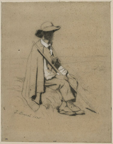 Homme assi, coiffé d'un chapeau à larges bords, image 3/3