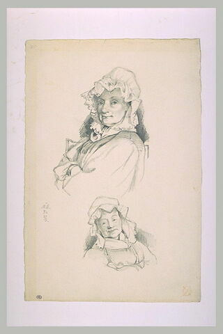 Deux études de vieille femme avec une coiffe, image 1/1