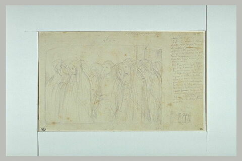 Feuille d'études, avec une procession de religieuses, image 2/2