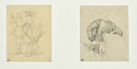 Trois hommes en costume Louis XIII conversant, image 2/3