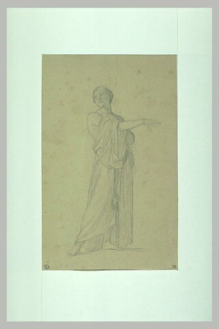 Etude d'une femme drapée à l'antique, une main sur ma poitrine, image 1/1