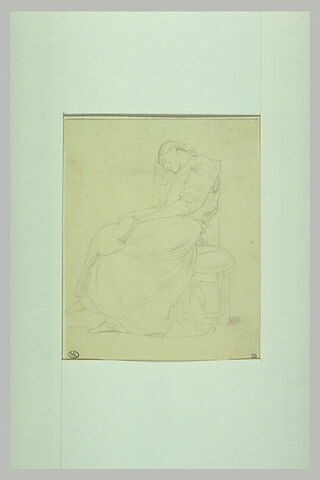 Jeune femme endormie sur une chaise, un livre à la main, image 1/1