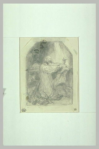 Etude d'un Christ à genoux, devant le calice et l'hostie, image 1/1