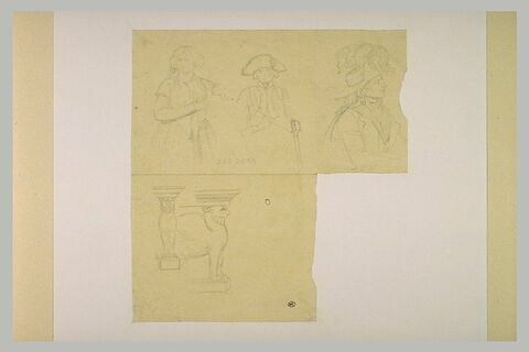 Femme debout, deux soldats, et deux éléments de mobilier, image 1/1