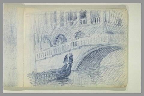 Gondole passant sous un pont à Venise