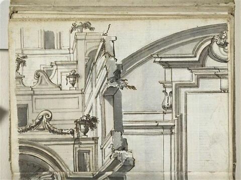 Fontaine architecturale; fenêtre de l'ambulatoire du chœur de la basilique Santi Ambrogio et Carlo al Corso, image 1/3