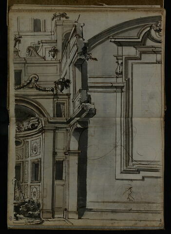 Fontaine architecturale; fenêtre de l'ambulatoire du chœur de la basilique Santi Ambrogio et Carlo al Corso, image 2/3